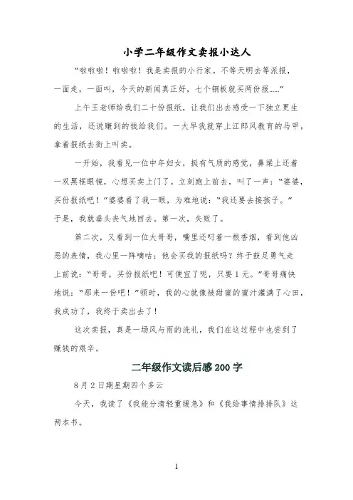小学二年级作文卖报小达人