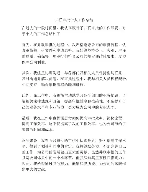 并联审批个人工作总结
