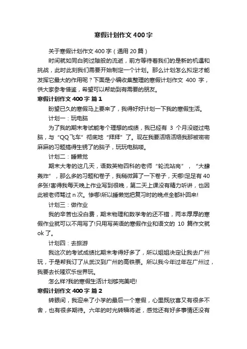 寒假计划作文400字