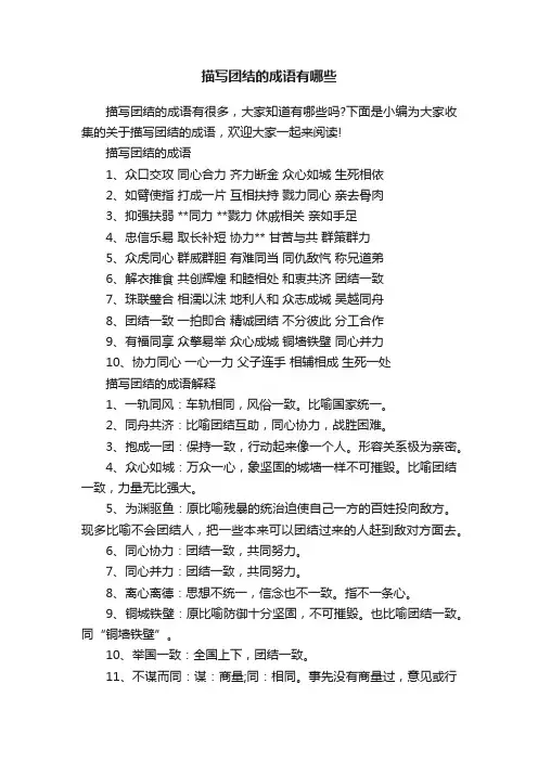 描写团结的成语有哪些