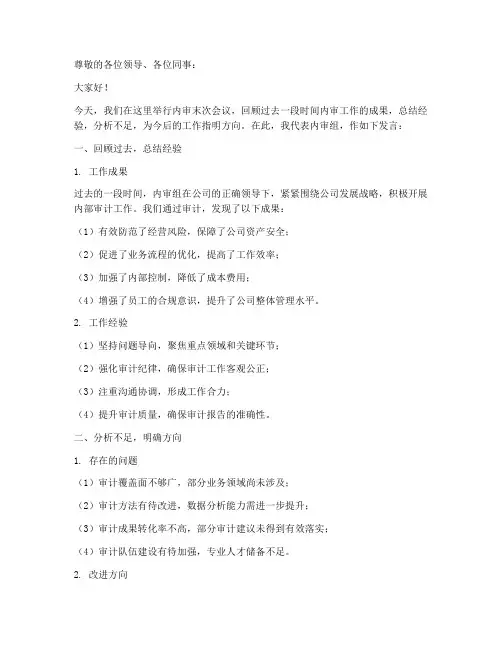 内审末次发言稿范文