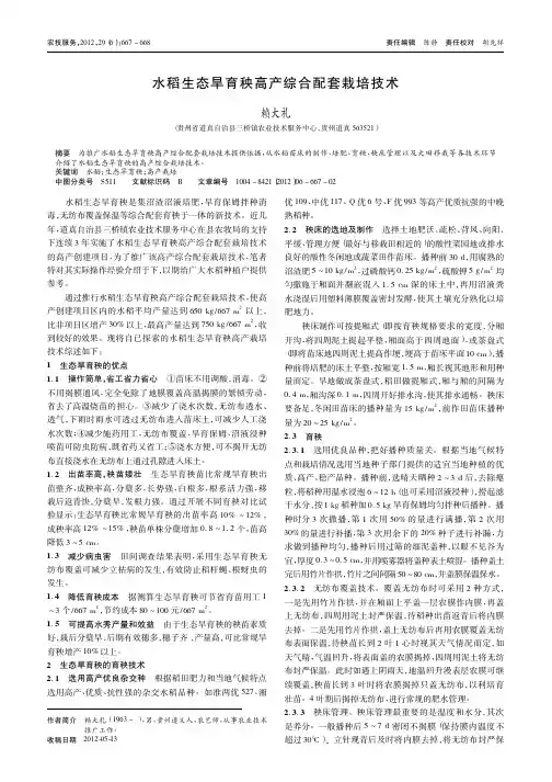 水稻生态旱育秧高产综合配套栽培技术