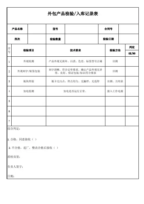 外包检验记录
