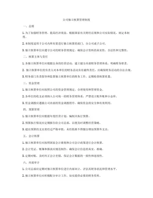 公司独立核算管理制度