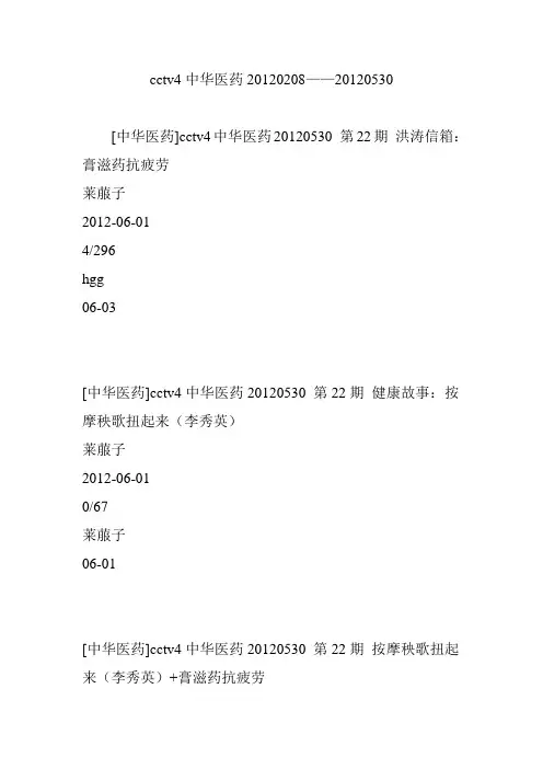 cctv4中华医药2012020820120530