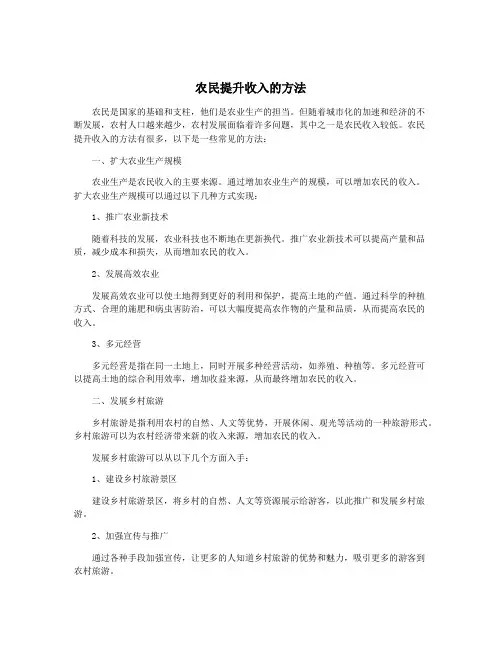 农民提升收入的方法