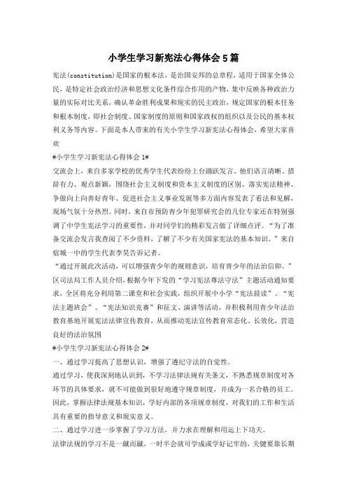 小学生学习新宪法心得体会5篇