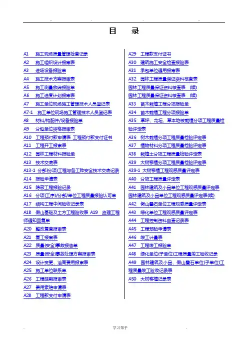 园林景观工程全套竣工资料全