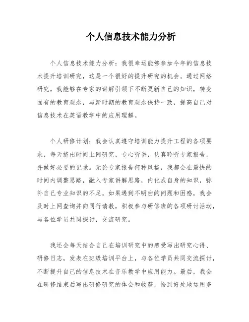 个人信息技术能力分析