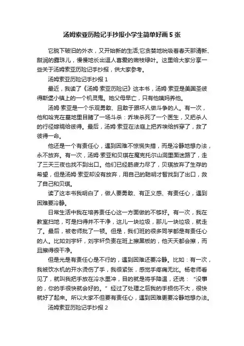 汤姆索亚历险记手抄报小学生简单好画5张