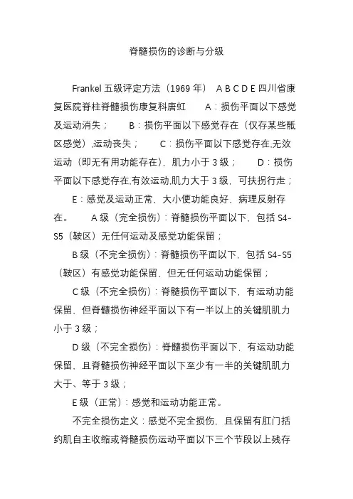 脊髓损伤的诊断与分级