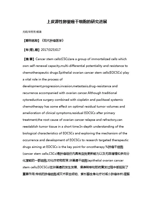 上皮源性卵巢癌干细胞的研究进展