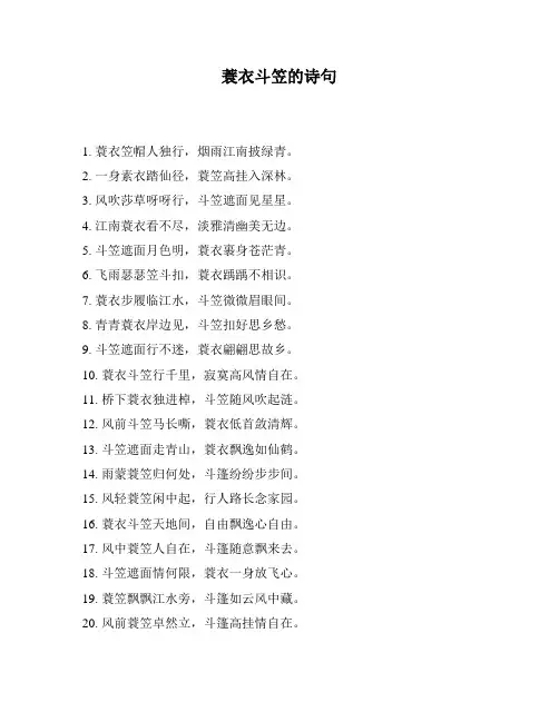 蓑衣斗笠的诗句