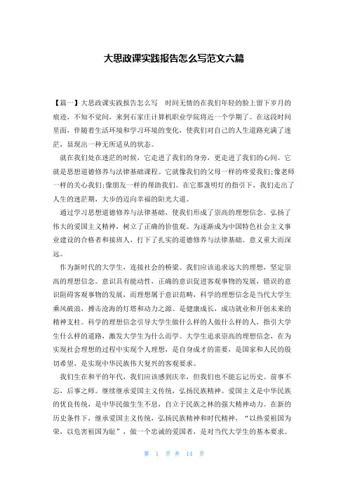 大思政课实践报告怎么写范文六篇