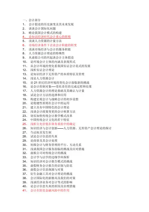 经济类毕业论文选题题目
