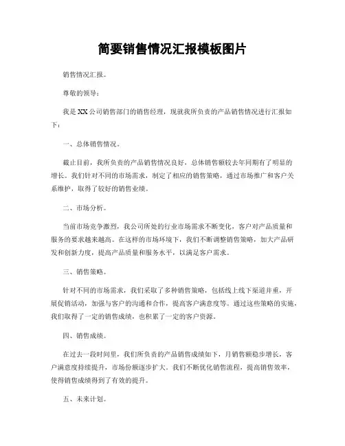 简要销售情况汇报模板图片