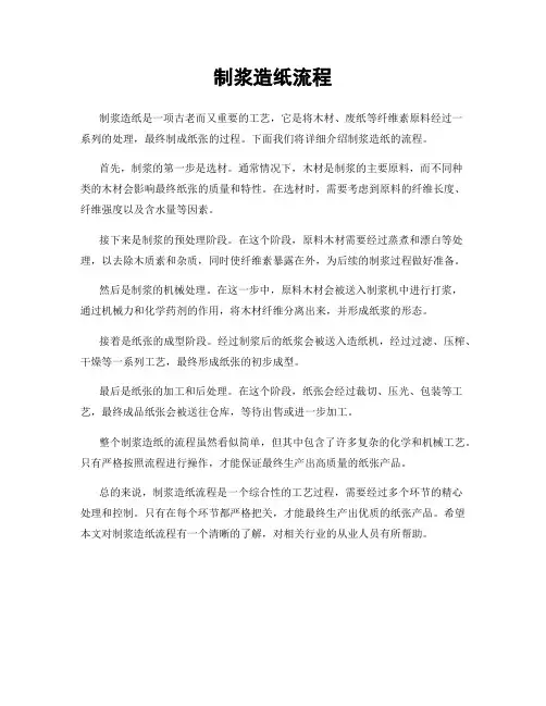 制浆造纸流程