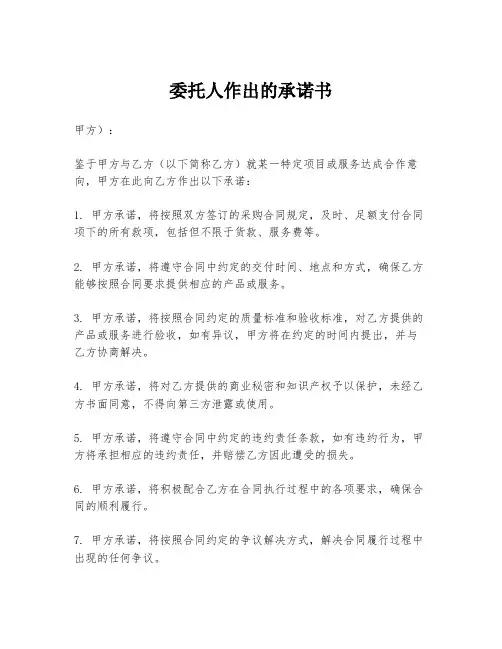 委托人作出的承诺书