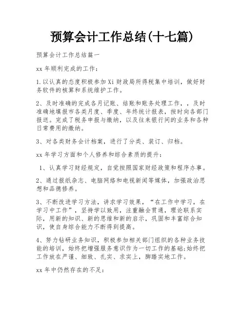 预算会计工作总结(十七篇)