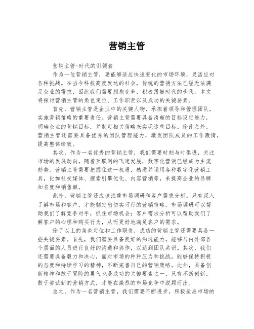营销主管 