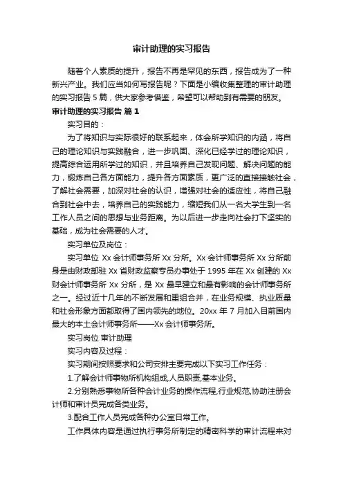 审计助理的实习报告5篇