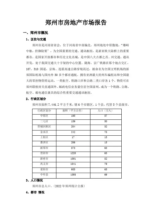 郑州市房地产市场报告