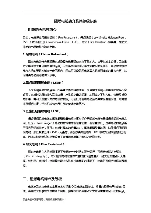 阻燃电缆简介及其等级标准