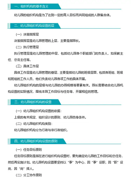 幼儿园组织机构设置