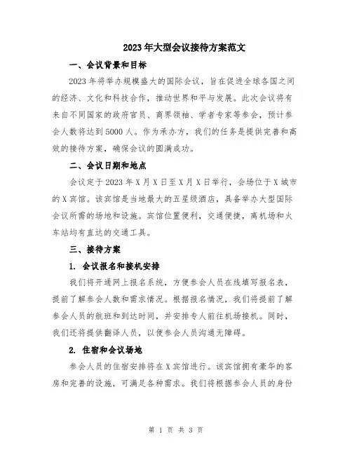 2023年大型会议接待方案范文