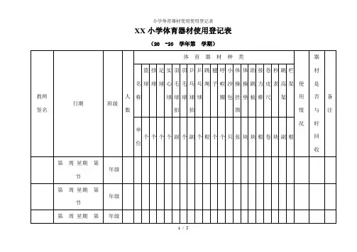 小学体育器材使用使用登记表