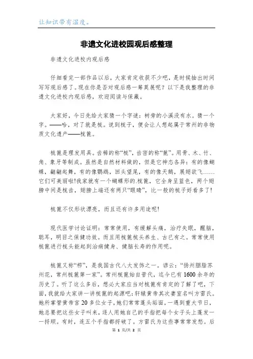 非遗文化进校园观后感整理