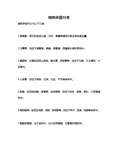 植物多酚分类