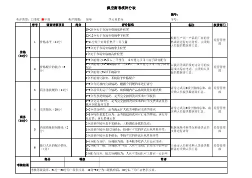 供应商考核评分表