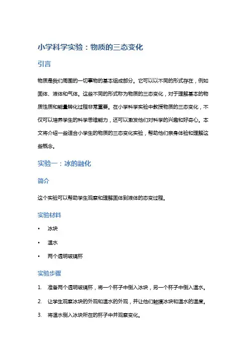 小学科学实验：物质的三态变化