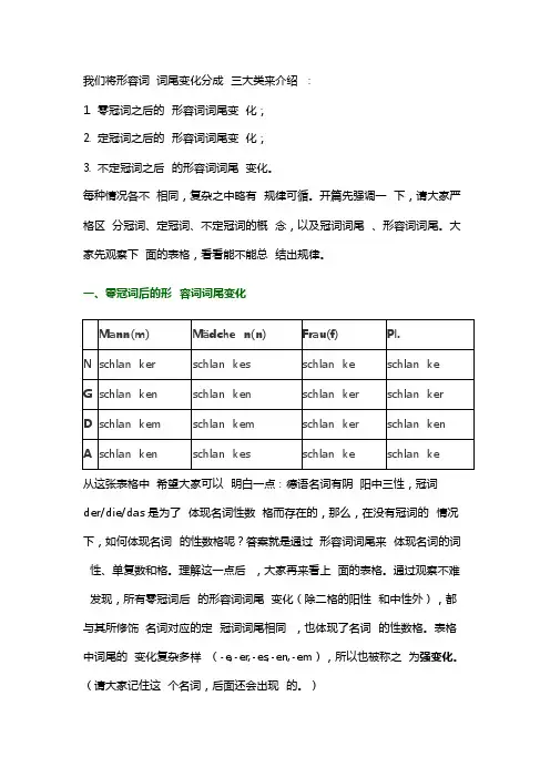 德语形容词词尾