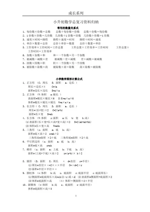 (完整word版)小升初数学总复习资料归纳【完整版】