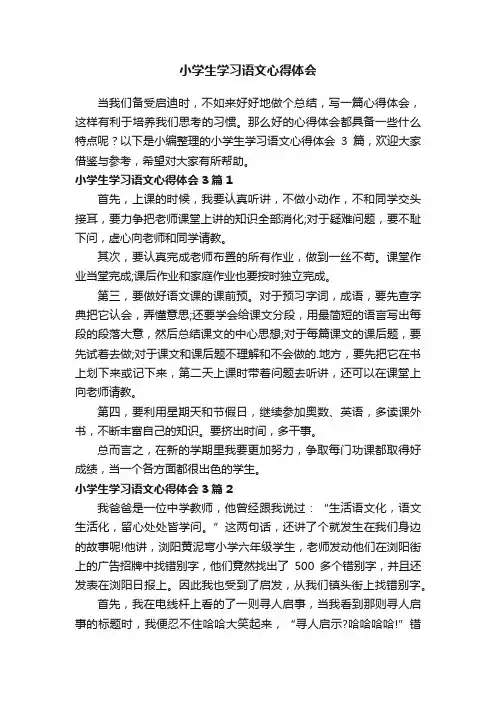 小学生学习语文心得体会3篇