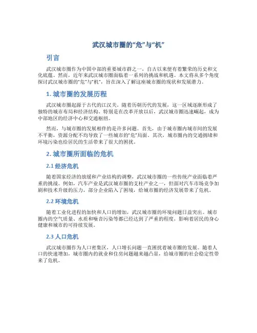 论武汉城市圈的“危”与“机”
