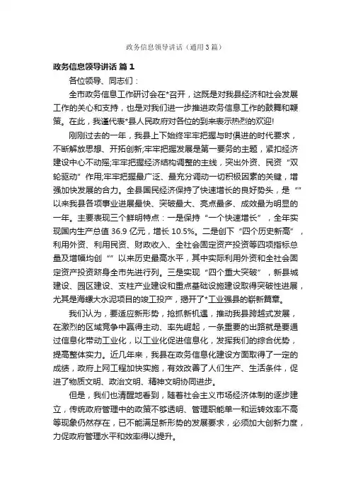 政务信息领导讲话（通用3篇）