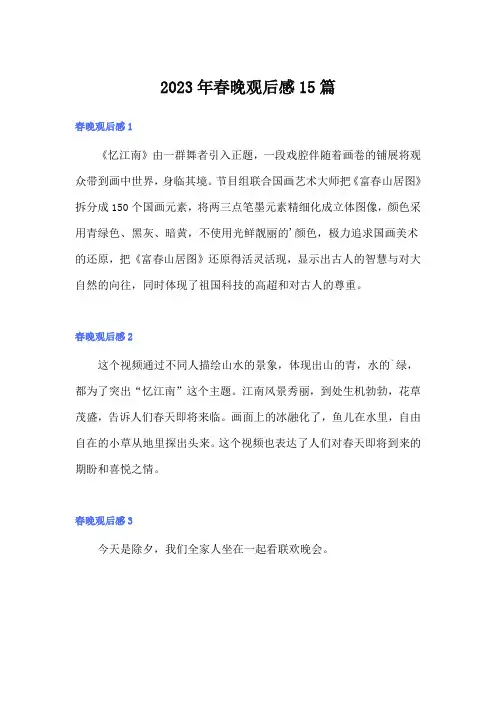 2023年春晚观后感15篇