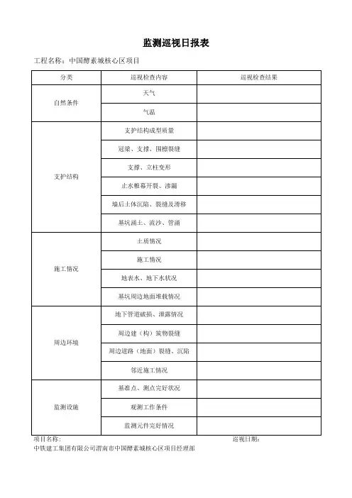 基坑监测巡视日报表
