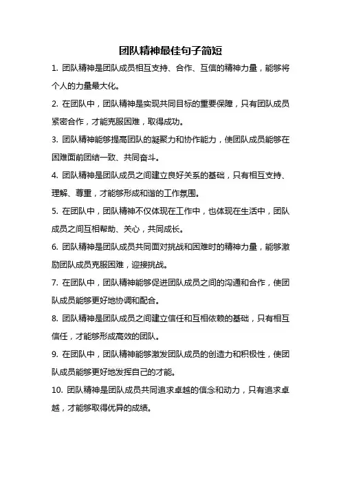 团队精神最佳句子简短