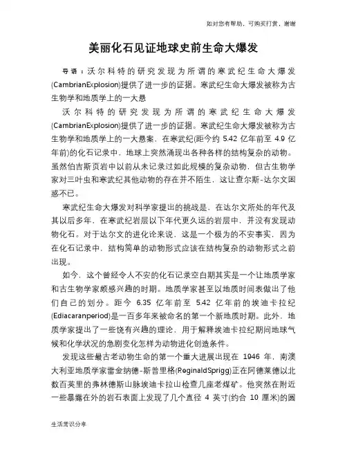 历史趣谈美丽化石见证地球史前生命大爆发