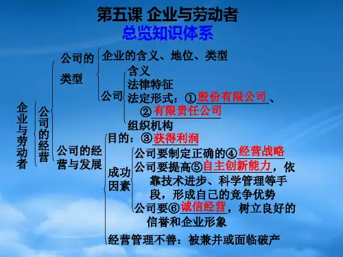高考政治一轮复习 第5课 企业与劳动者精品课件 新人教