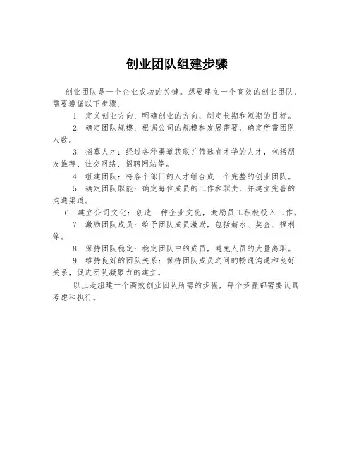 创业团队组建步骤