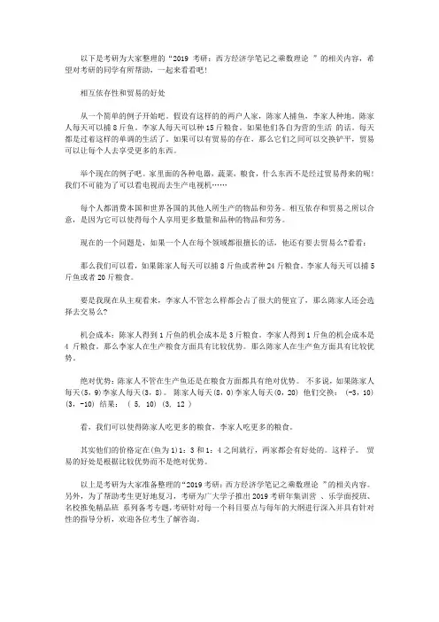 考研：经济学原理核心考点三(曼昆版)