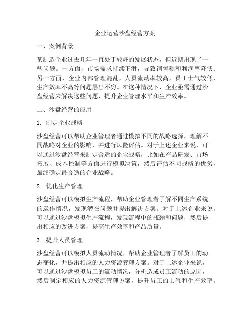 企业运营沙盘经营方案
