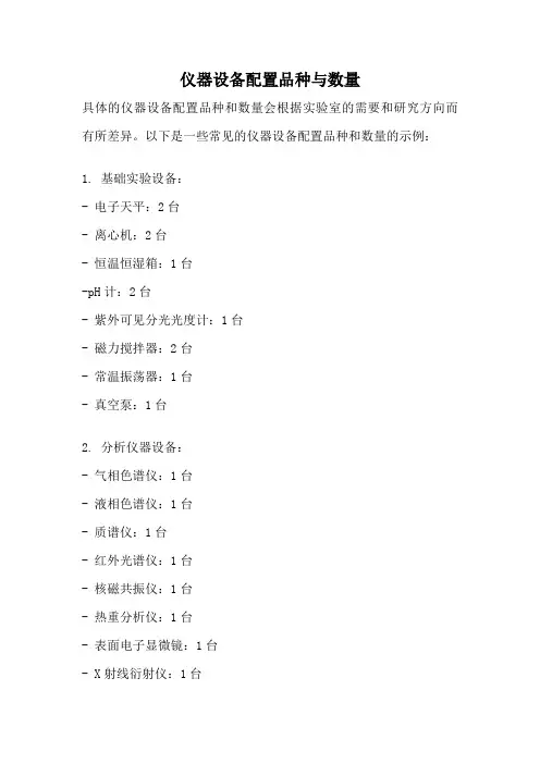 仪器设备配置品种与数量
