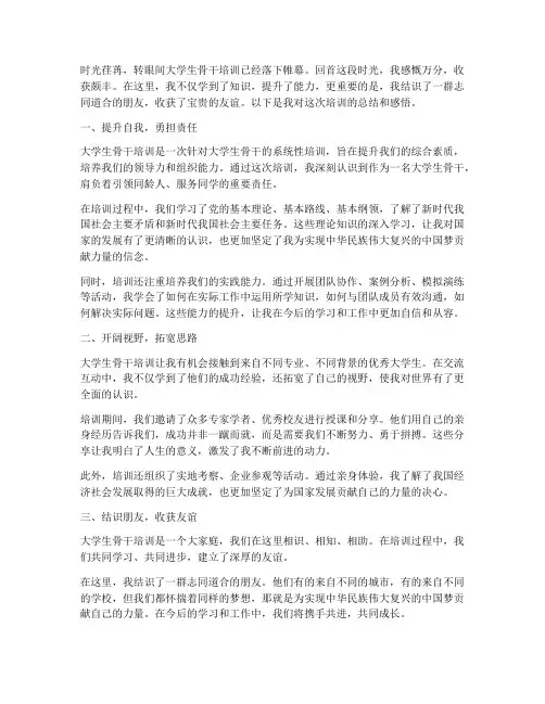 大学生骨干培训感言总结