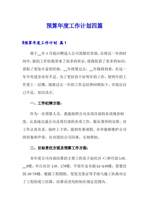 预算年度工作计划四篇